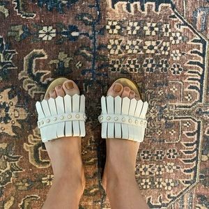 Kate Spade white leather and pearl slides- size 9